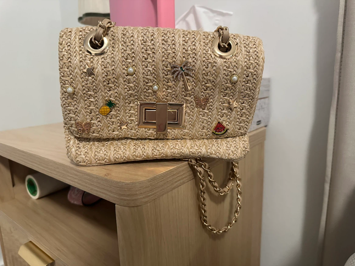ALDO Straw Shoulder Bag with Charms