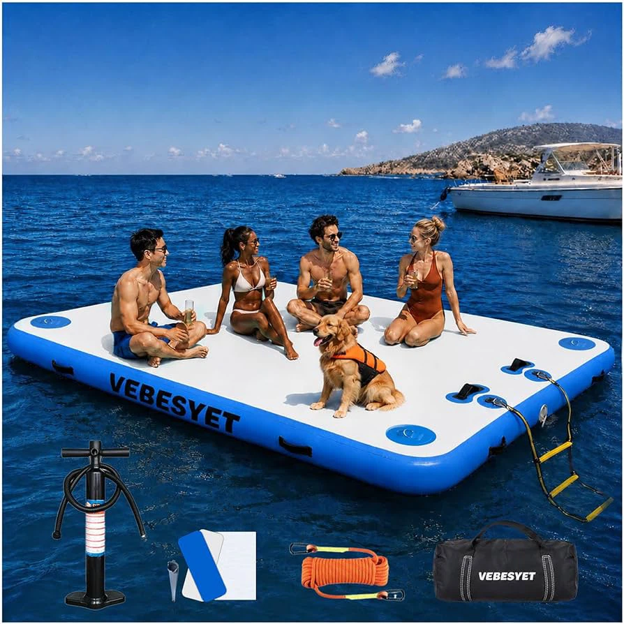 Inflatable floating dock platform