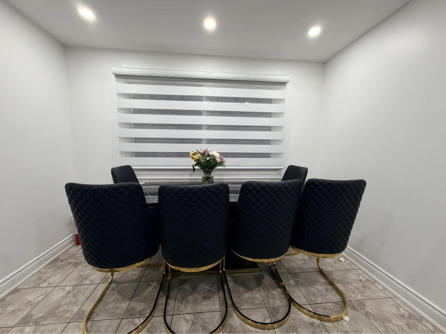 Black Marble Dining Table with 6 Chairs - photo 3