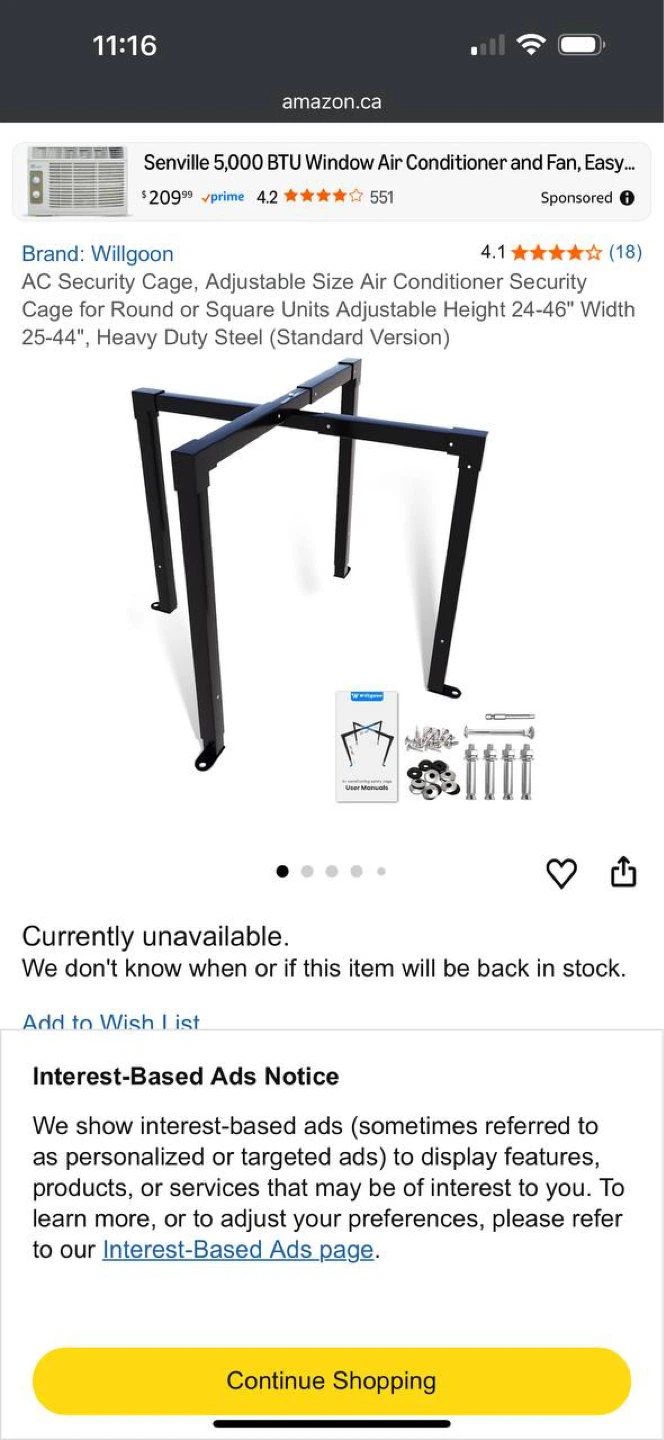 Willgoon Adjustable AC Security Cage – Open Box – $120