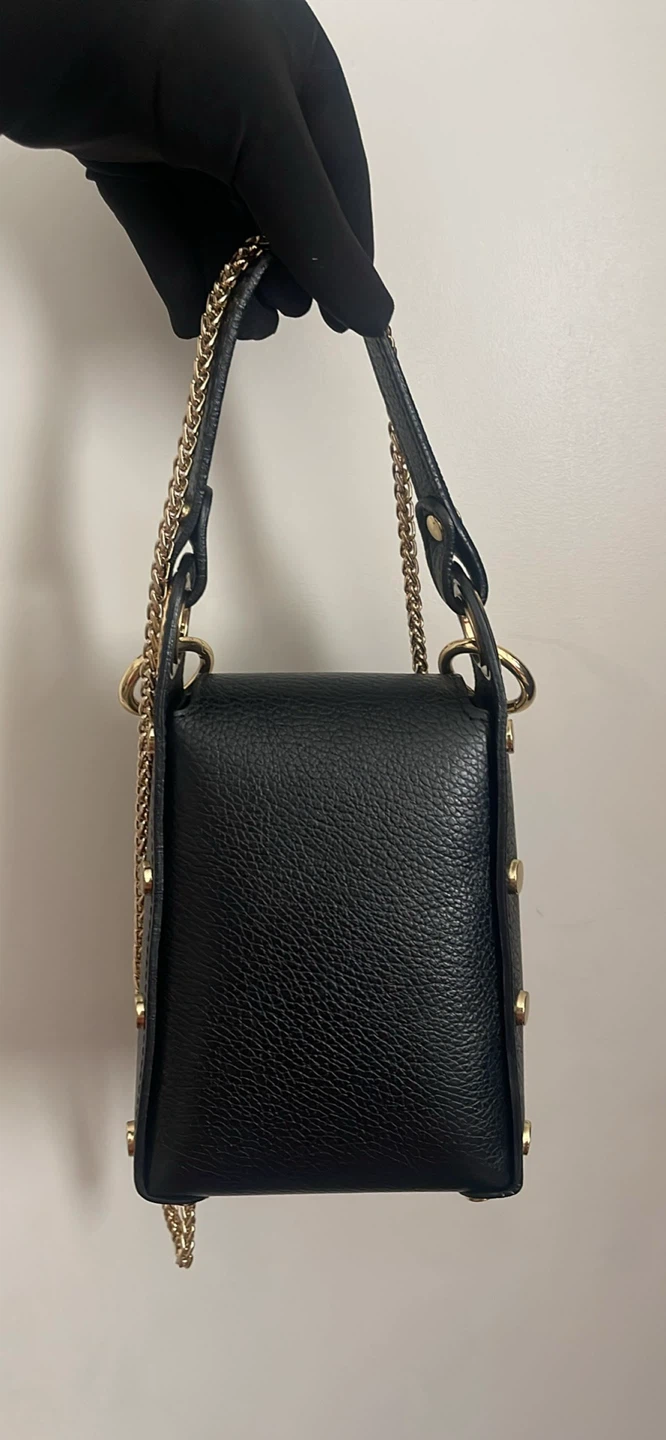 Black Studded Mini Bag with Gold Chain - photo 3
