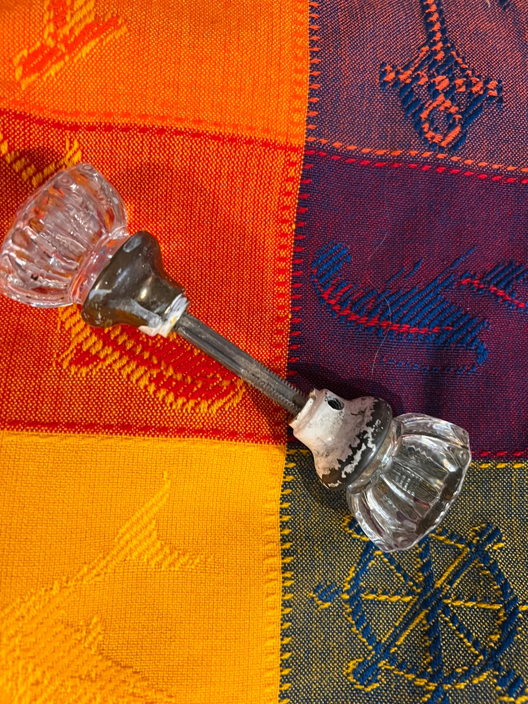 ⚽ Vintage Glass Doorknob Set with Spindle - photo 2