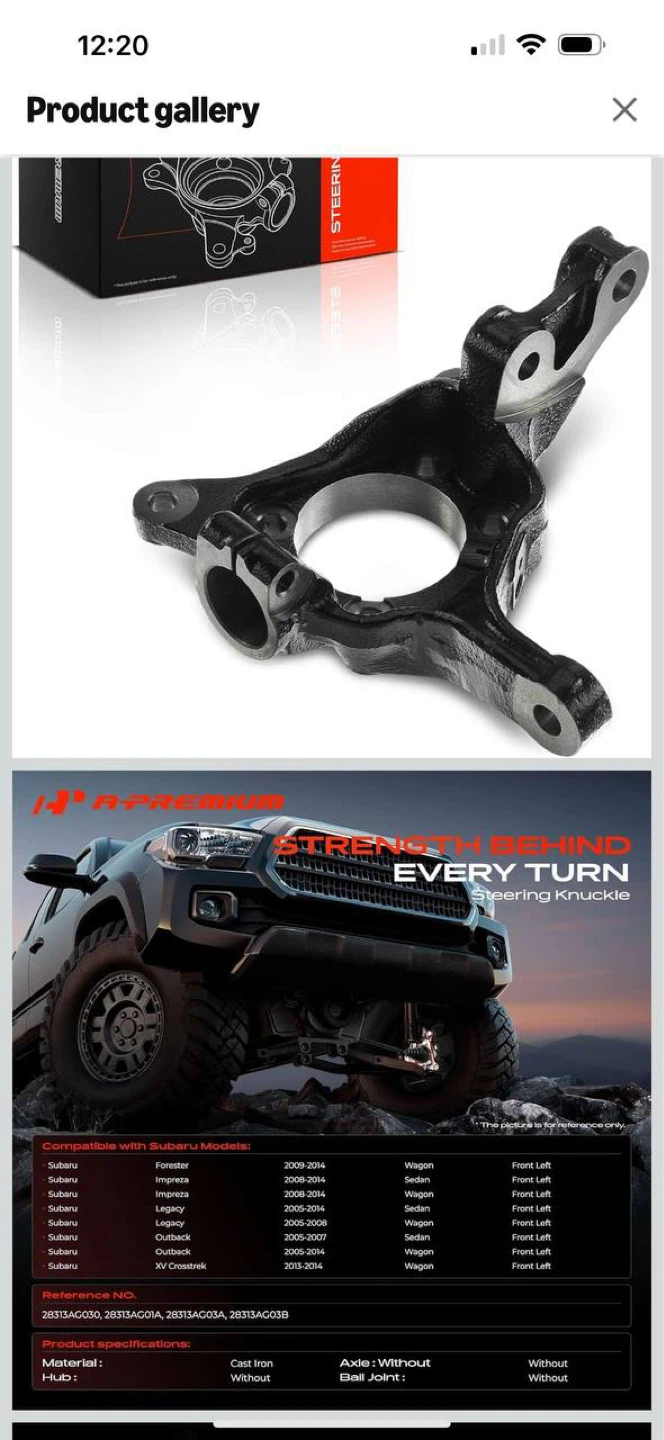 A-Premium Front Left Steering Knuckle for Subaru Outback - photo 2