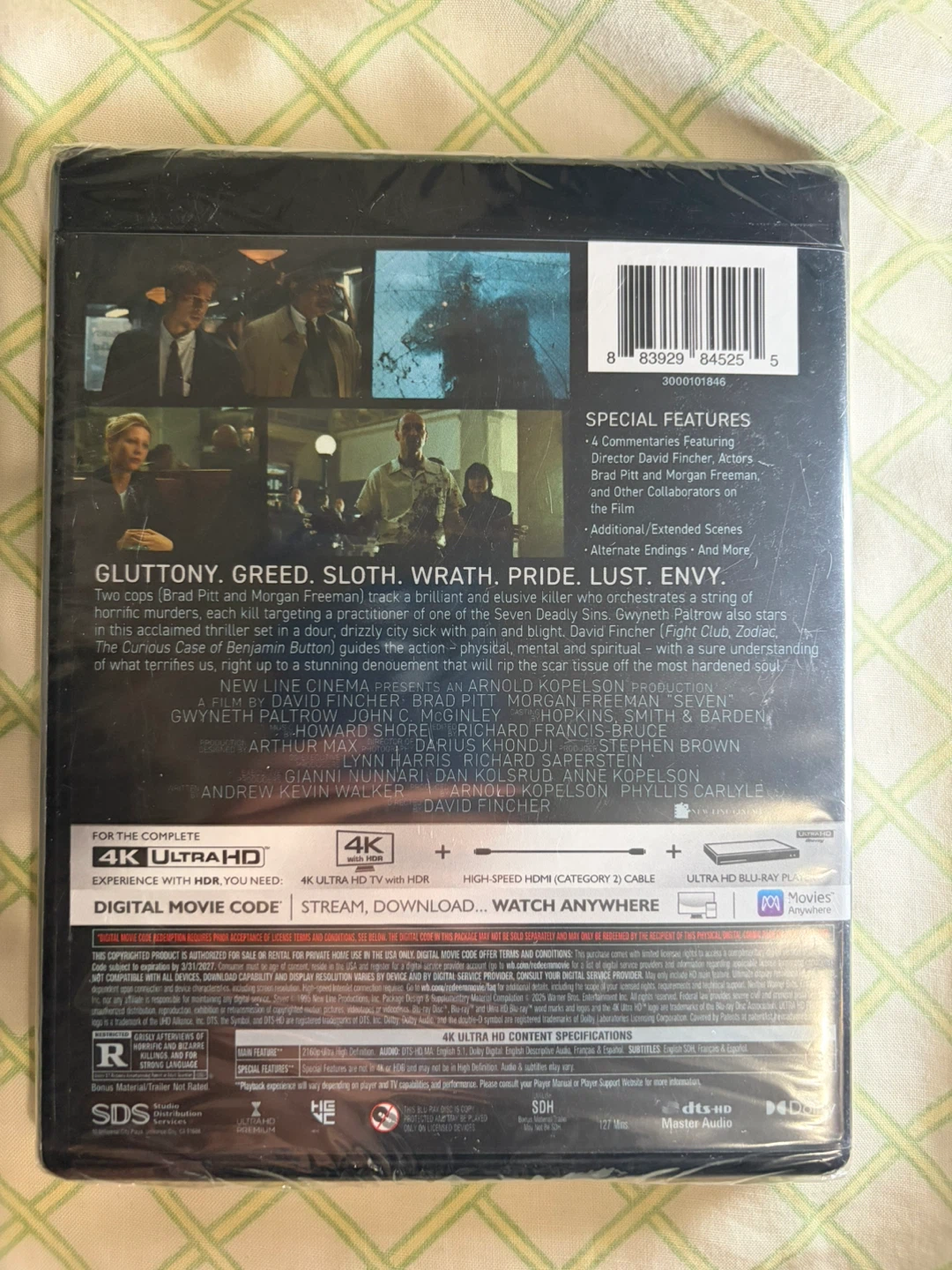 New Seven 4K UHD Blu-ray - Morgan Freeman Brad Pitt - photo 2