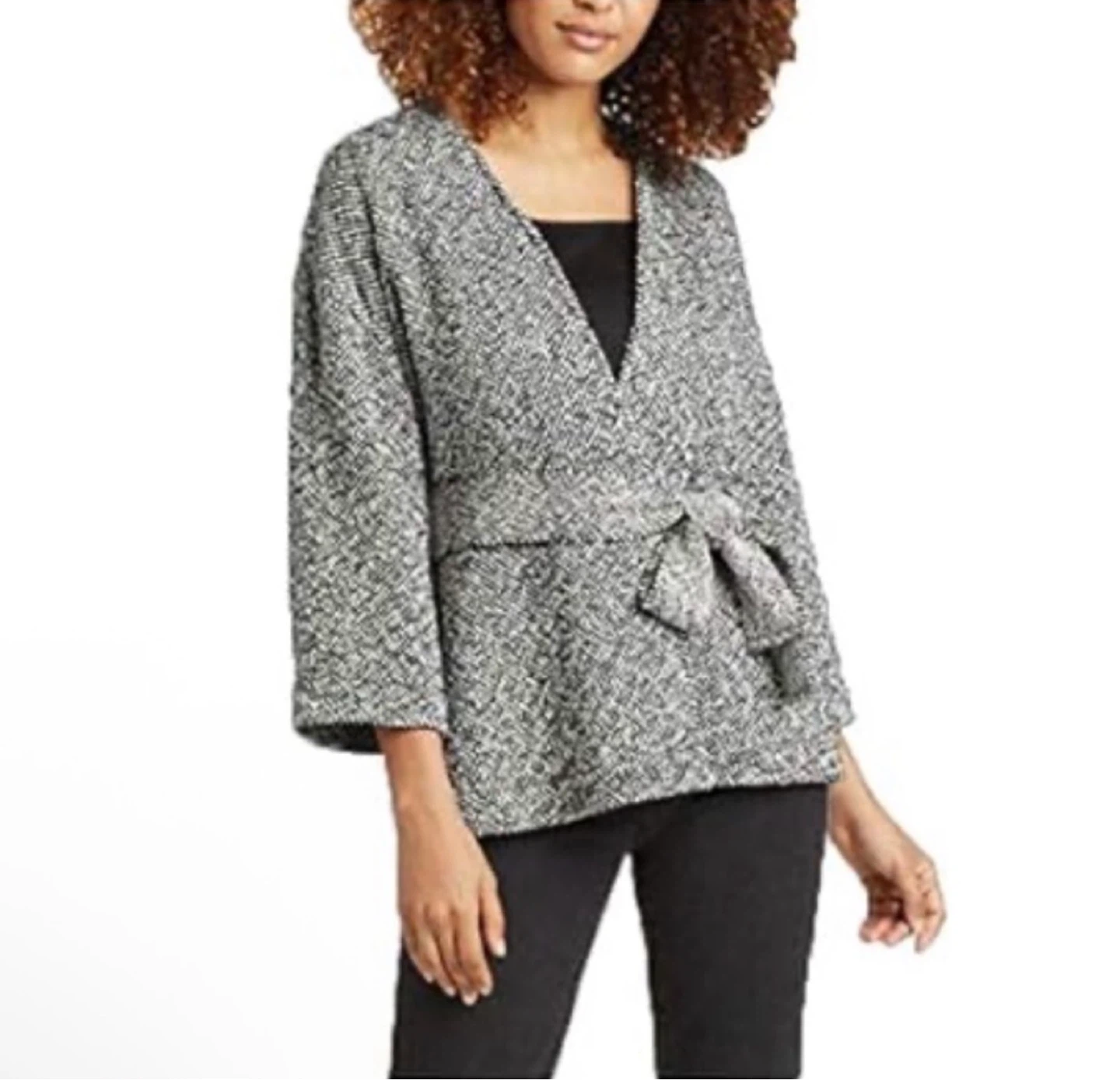 Eileen Fisher Front Tie Short Kimono Jacket ⚽