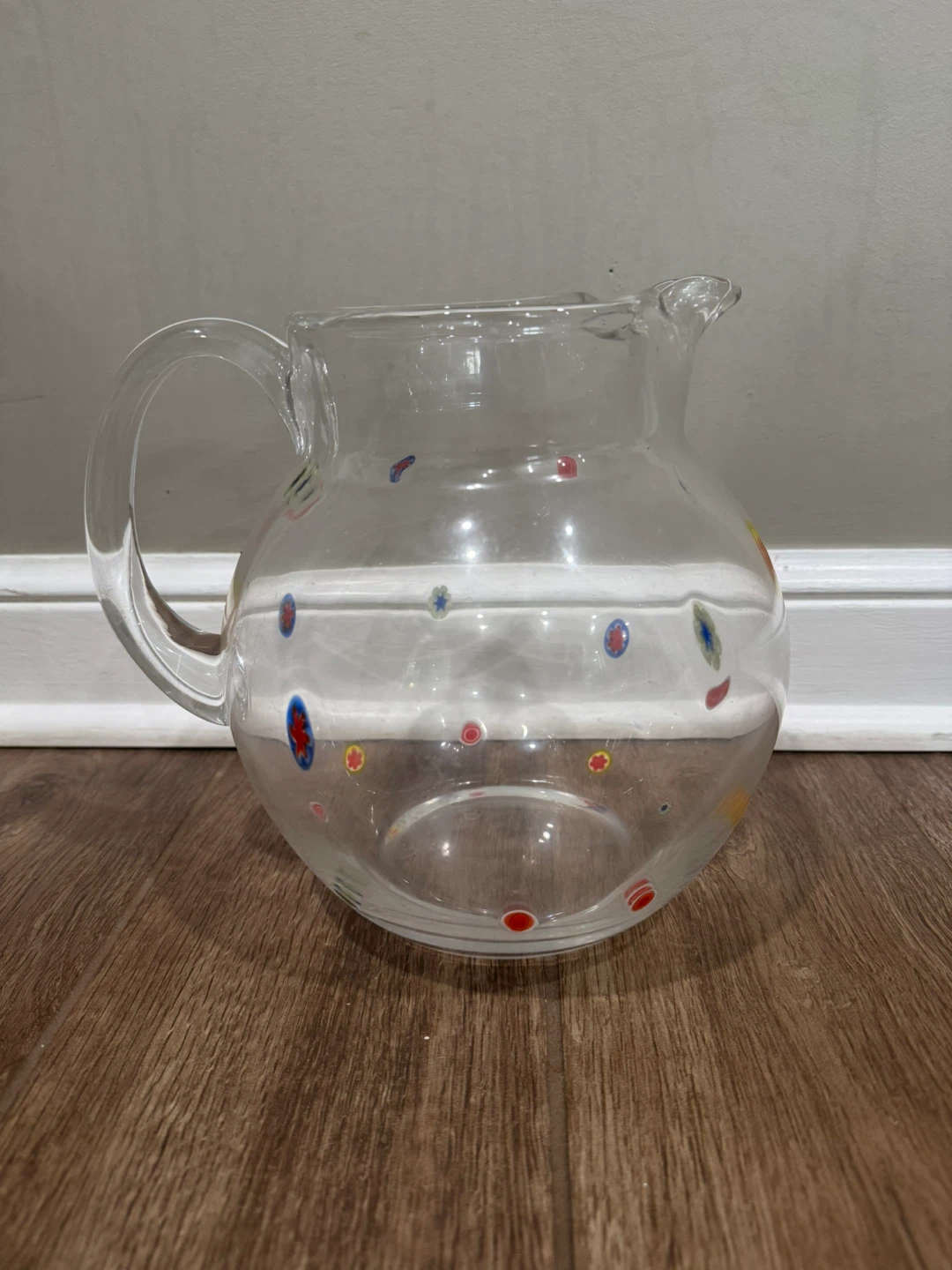 Glass Pitcher with Colorful Dots