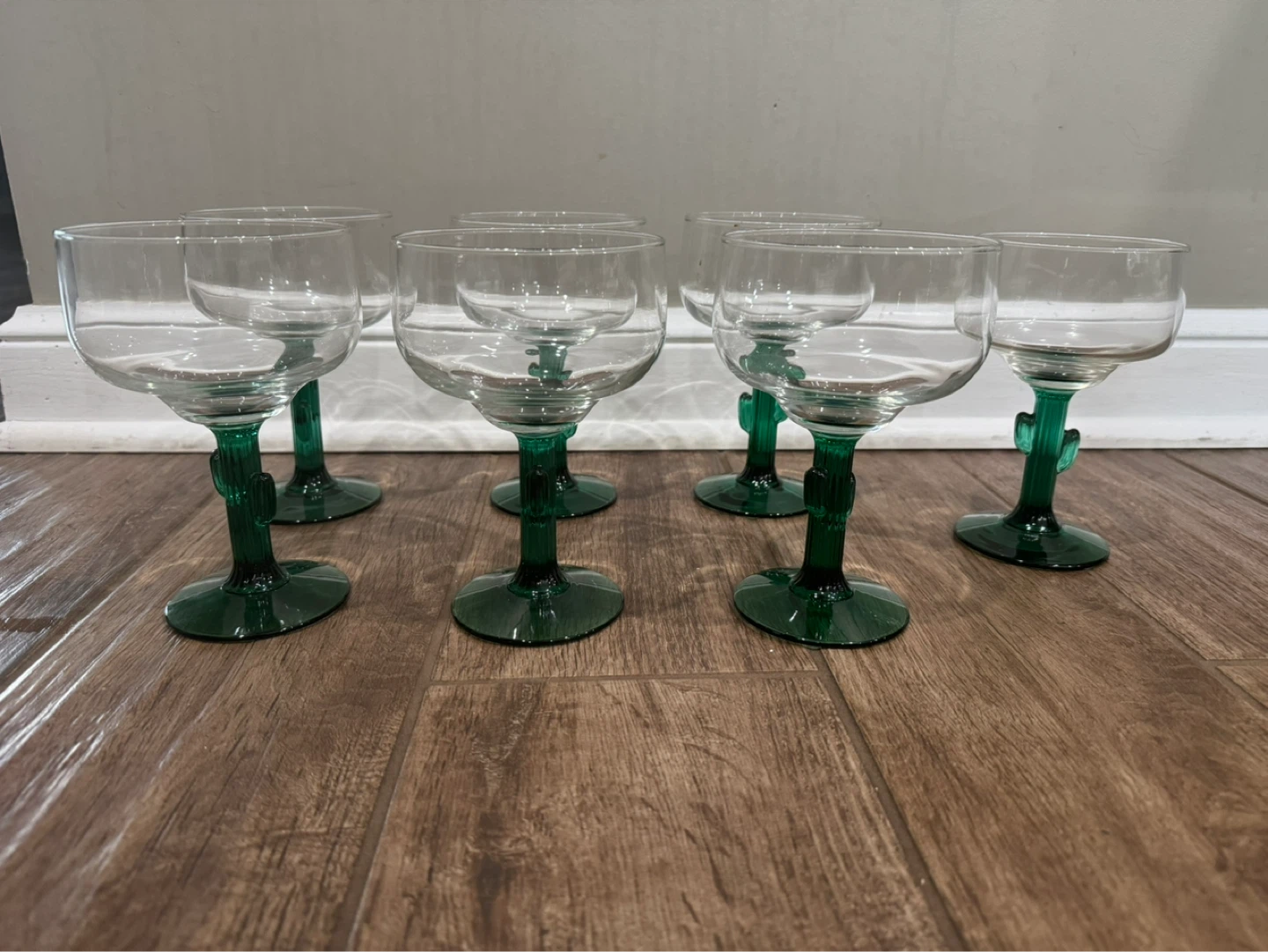Set of 7 Margarita Glasses with Cactus Stem
