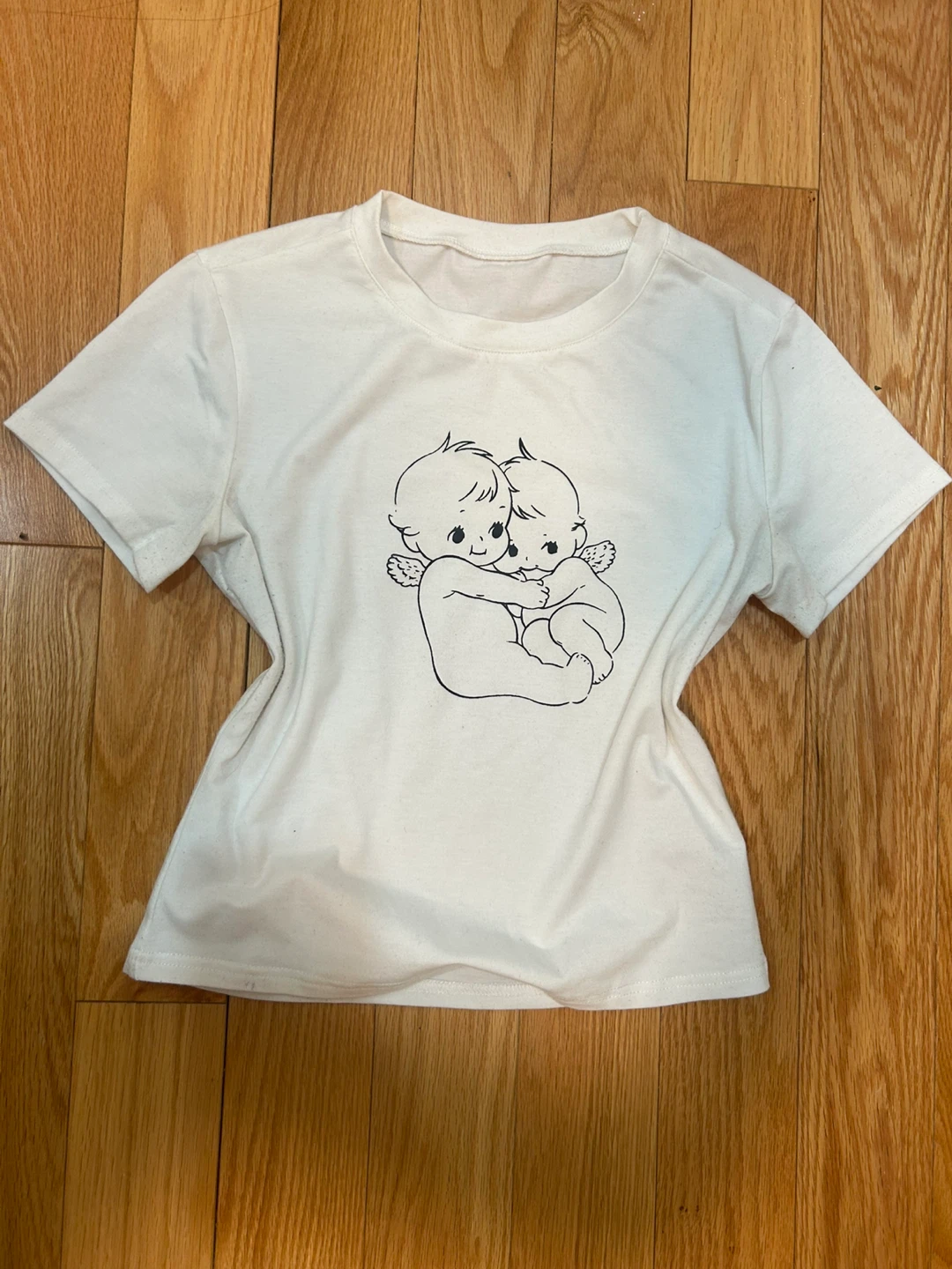 White T-Shirt with Cherub Print