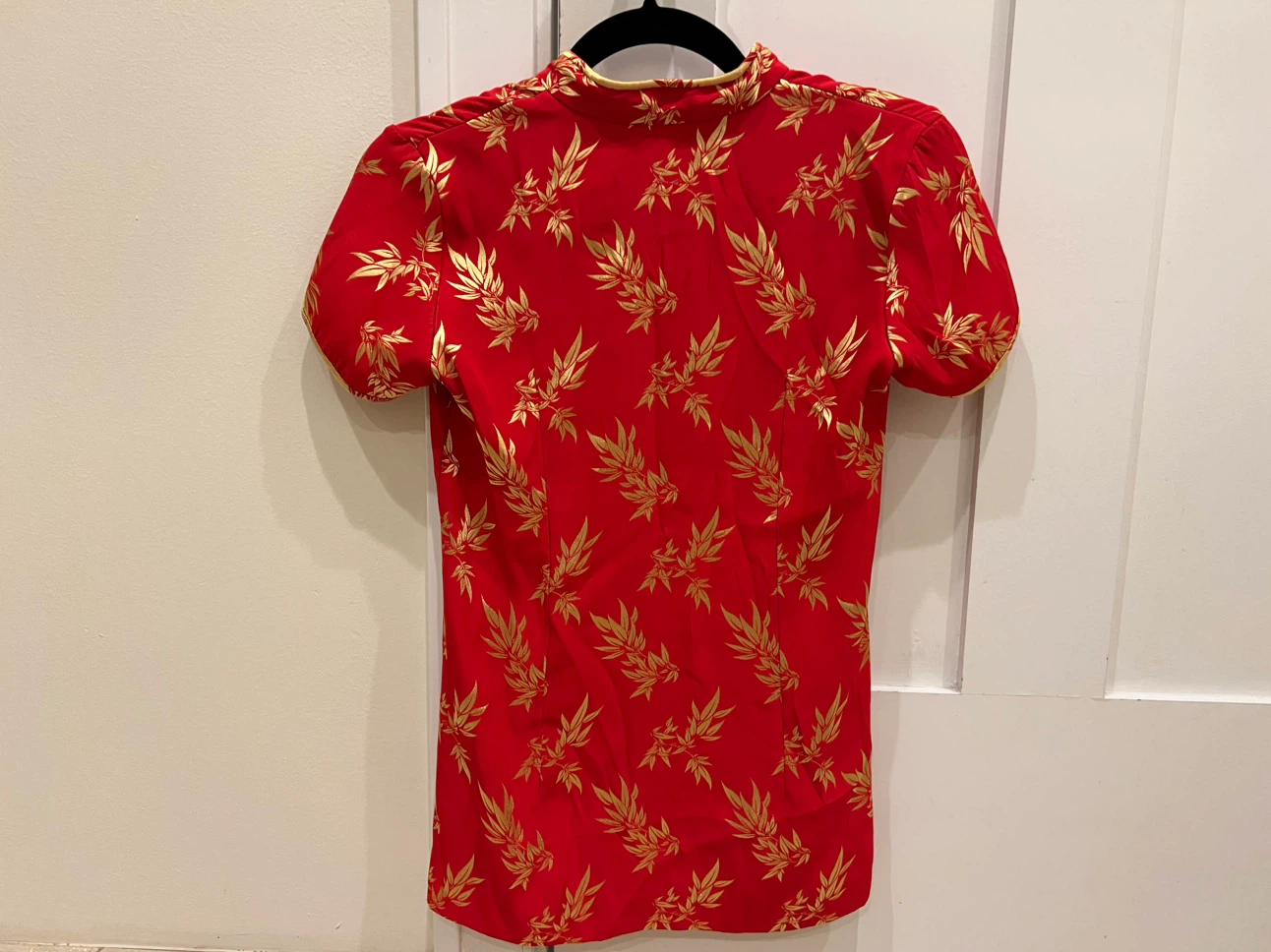 XS Red & Gold Floral Asian Style Top - photo 2