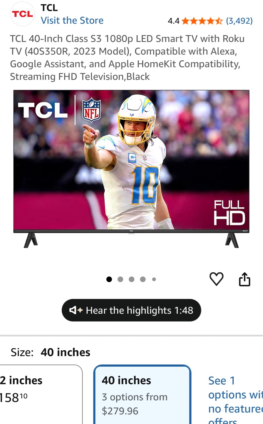 TCL 40-Inch Smart Roku TV