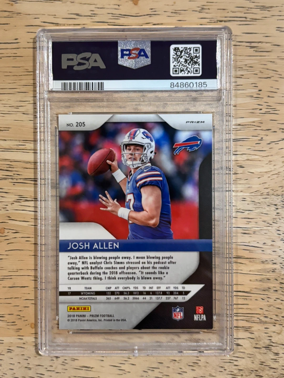 2018 Panini Prizm Josh Allen Red/White/Blue Prizm RC #205 - photo 2