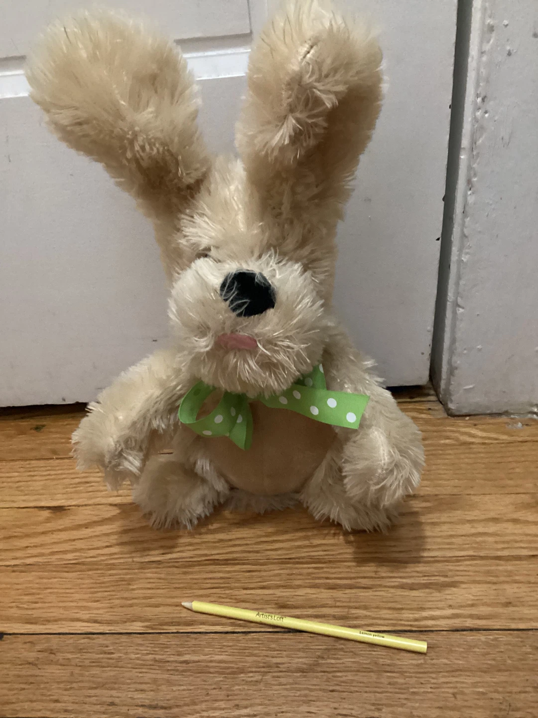 ⚽️Plush Dog with Green Polka Dot Bow