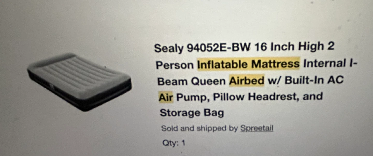 Sealy Queen Inflatable Mattress with Built-In Pump - photo 2