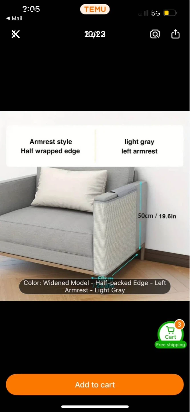 Anti scratch Sofa Armrest Cover - Light Gray - photo 2