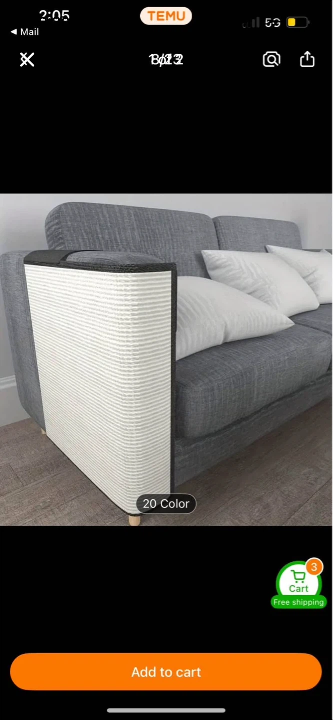 Anti scratch Sofa Armrest Cover - Light Gray