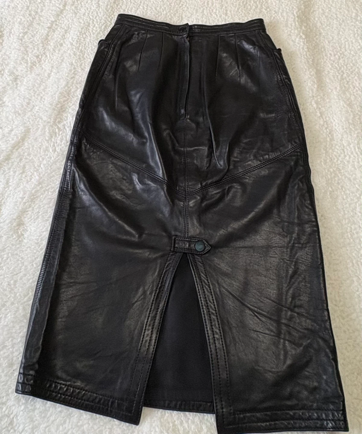 Black Leather Midi Skirt ⚽️ - photo 2