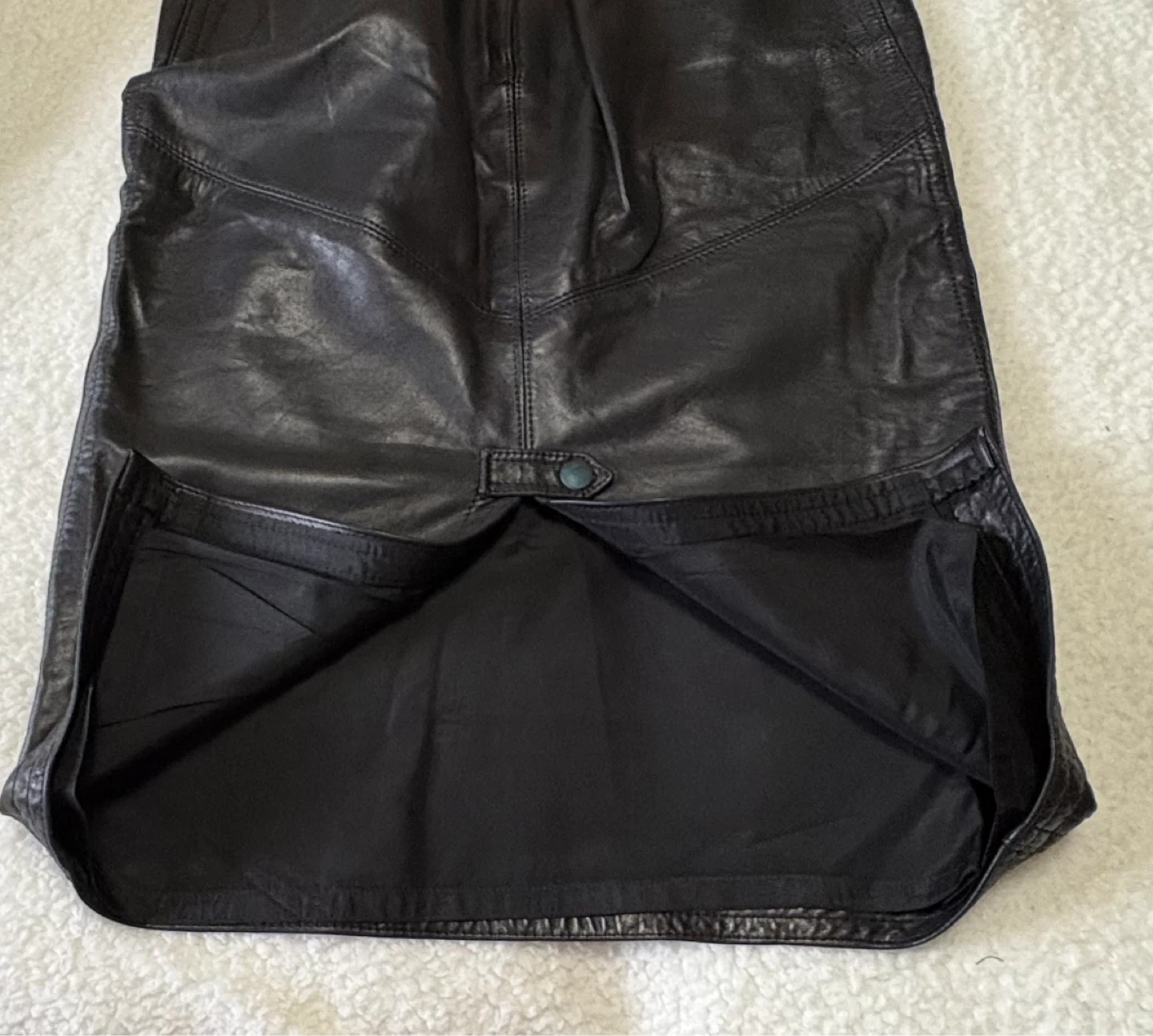 Black Leather Midi Skirt ⚽️ - photo 3