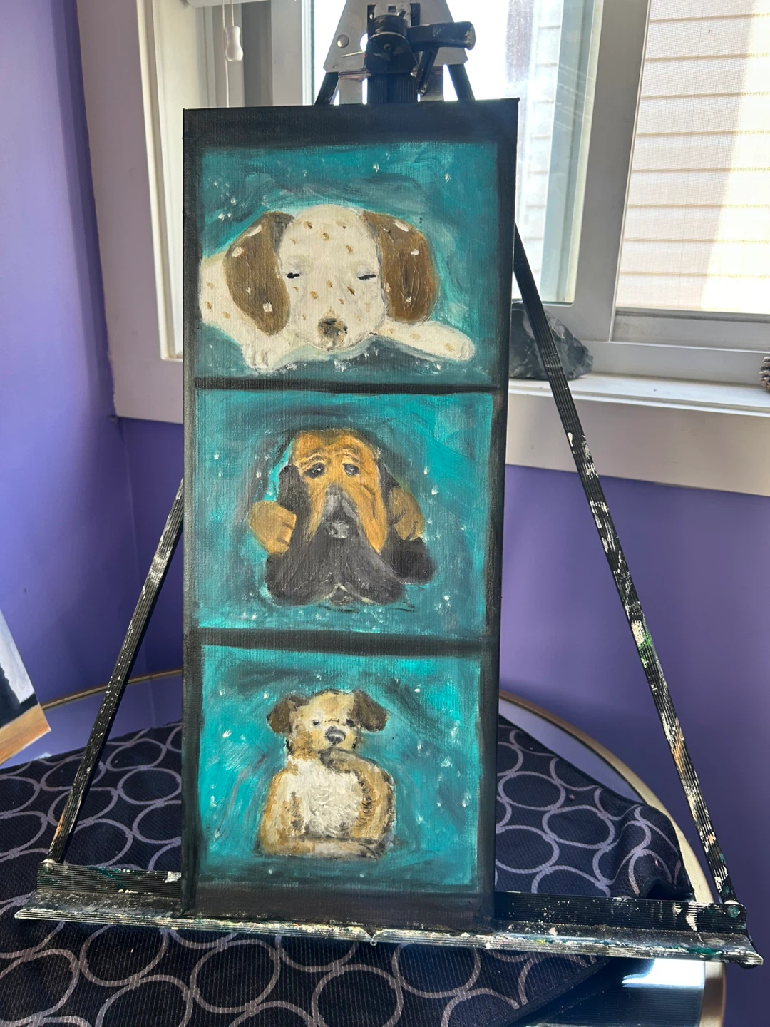 ⚽️ Triptych Dog Portrait Painting