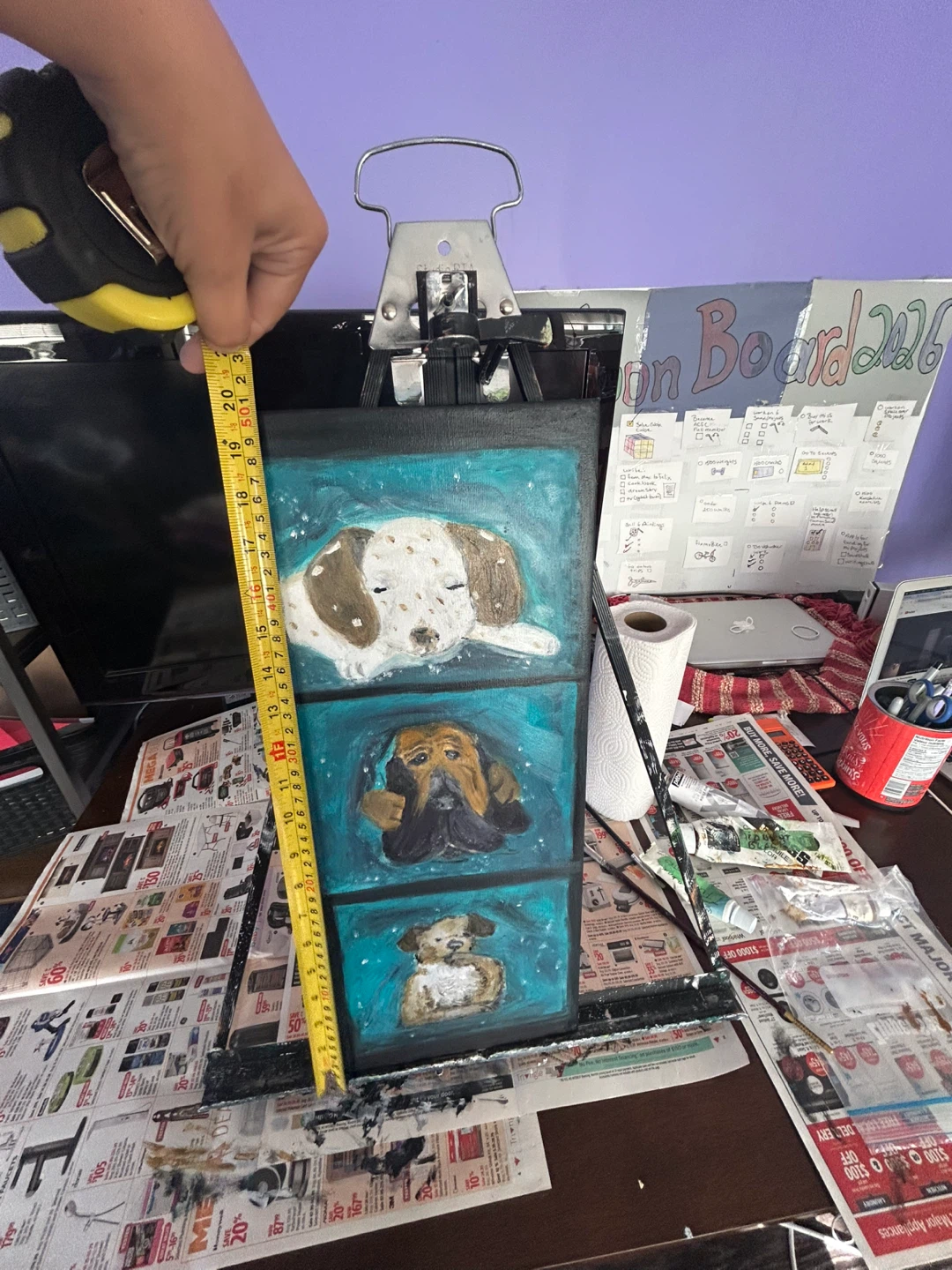 ⚽️ Triptych Dog Portrait Painting - photo 3