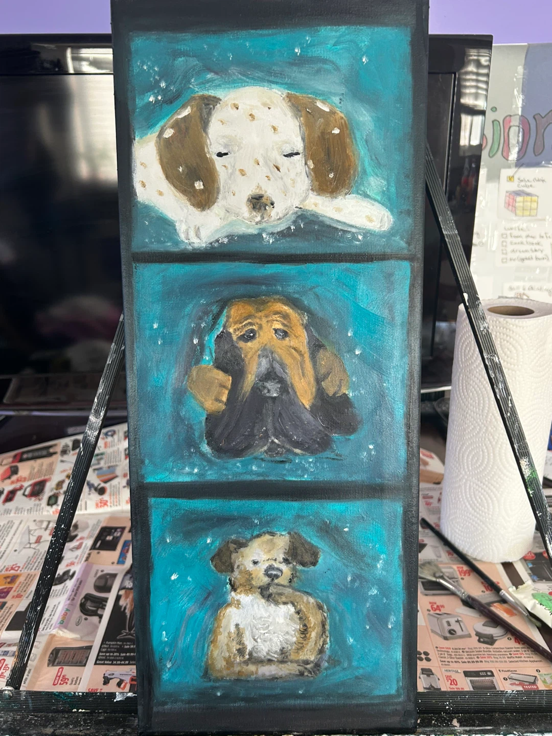 ⚽️ Triptych Dog Portrait Painting - photo 5