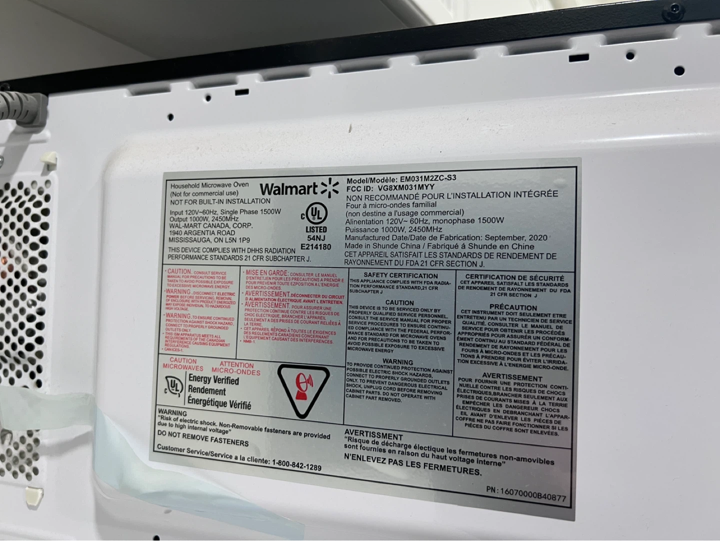 Hamilton Beach Microwave Oven