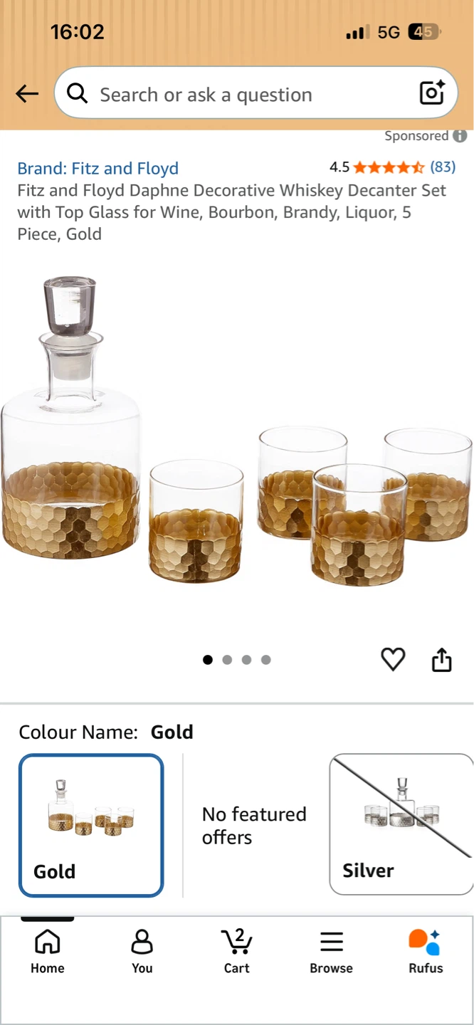 Fitz and Floyd Gold Daphne 5 Piece Whiskey Set - photo 4