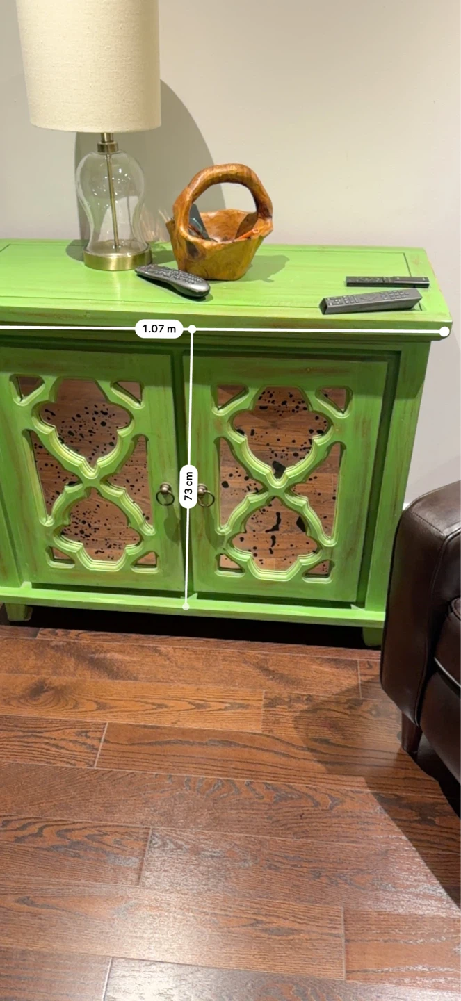 Green Accent Cabinet with Mirrored Doors - photo 2