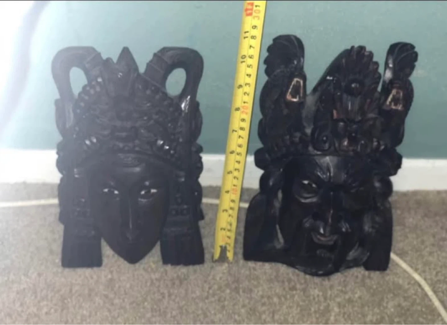 Vintage Hand-Carved Wooden Asian Masks - Set of 2 - photo 4