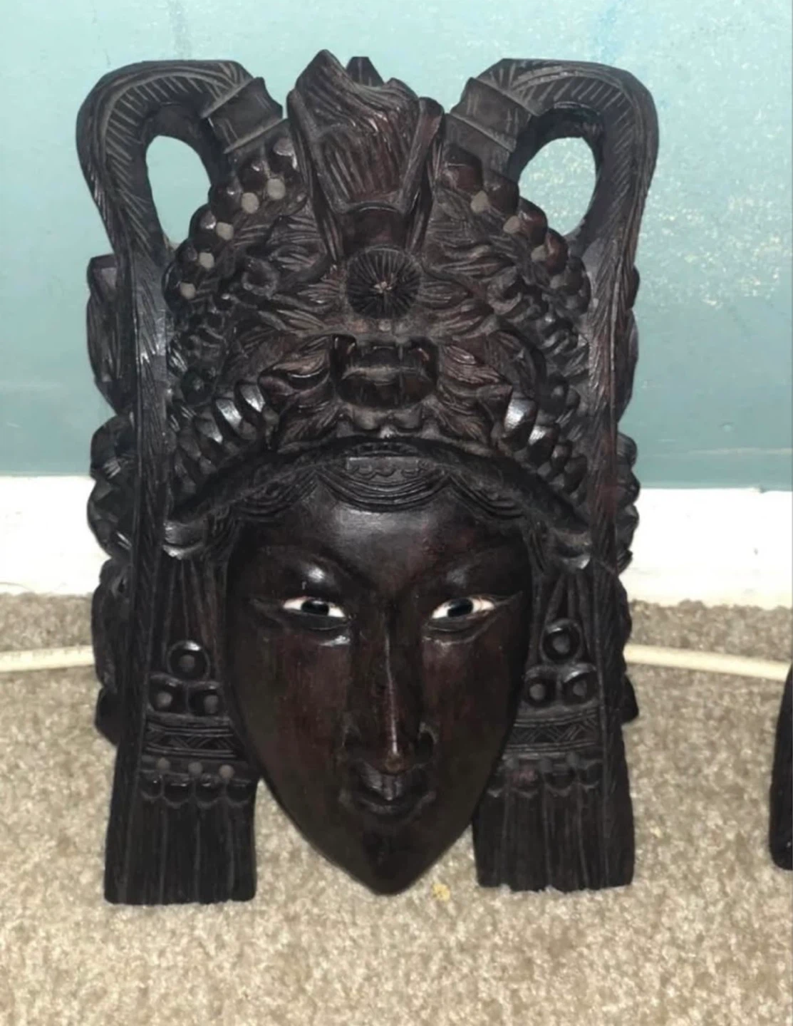 Vintage Hand-Carved Wooden Asian Masks - Set of 2 - photo 2