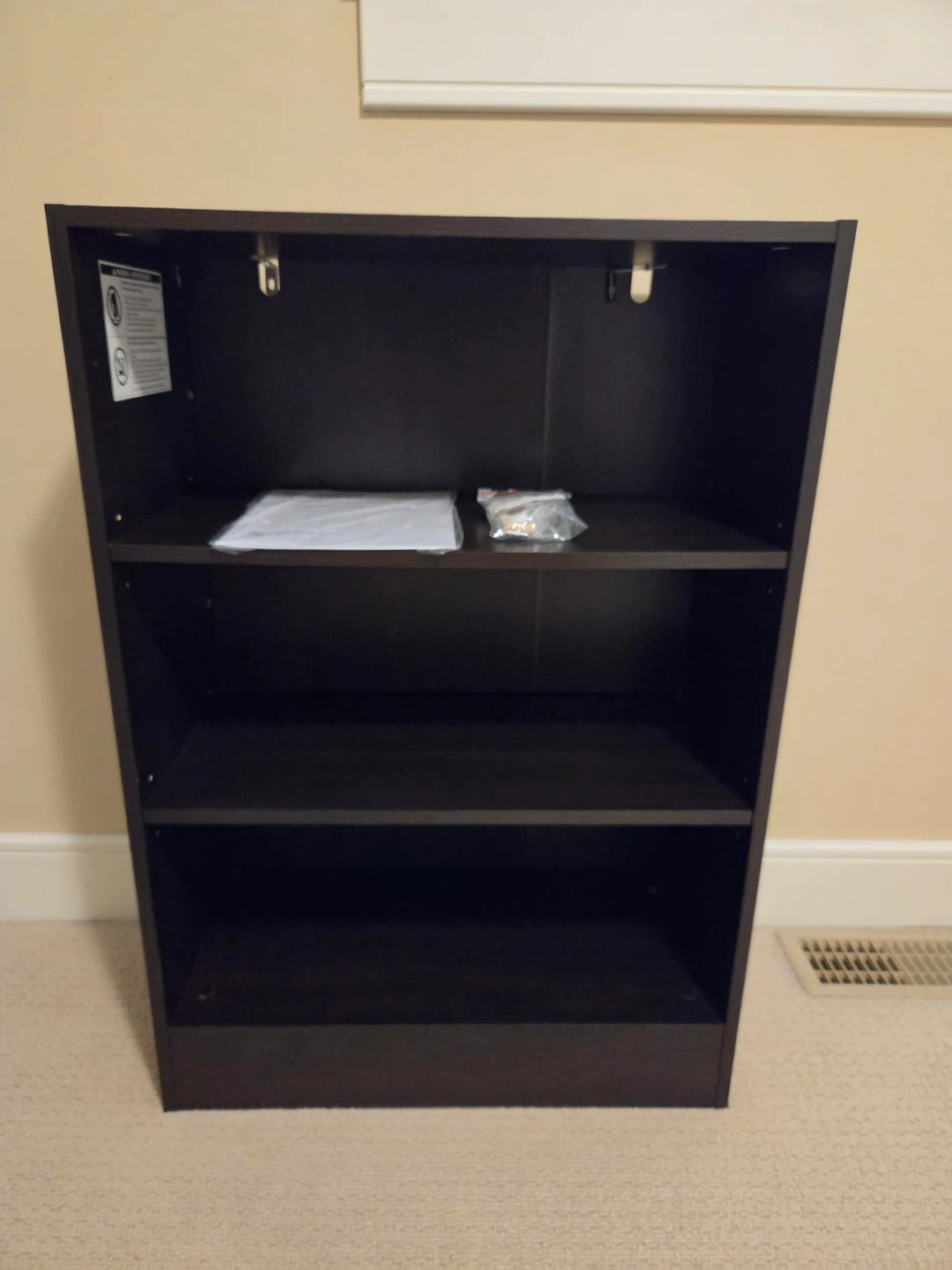 Black-brown 3-shelf bookcase