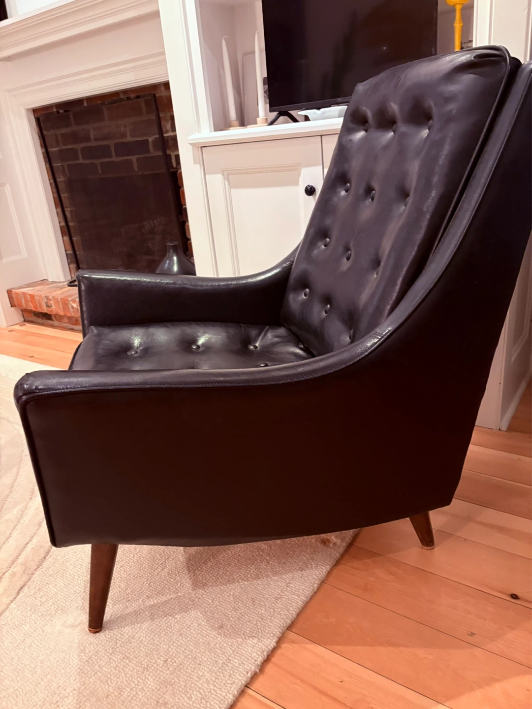 Pair of MCM black vinyl chairs $125 each - photo 4