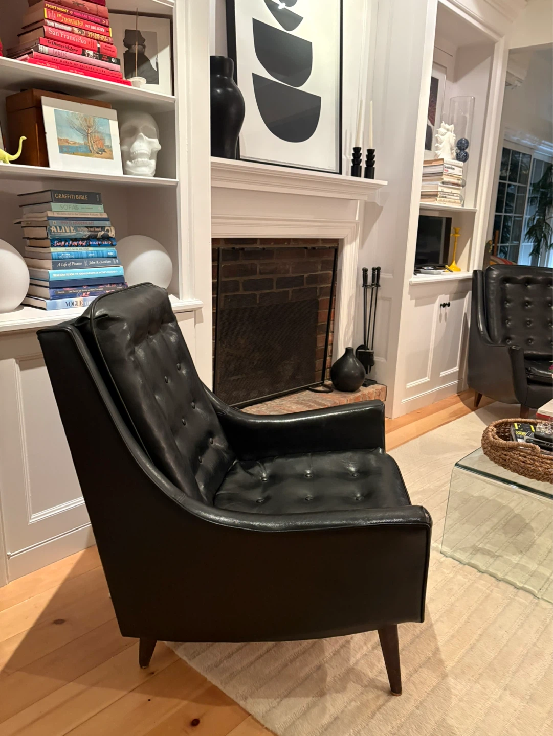 Pair of MCM black vinyl chairs $125 each - photo 3