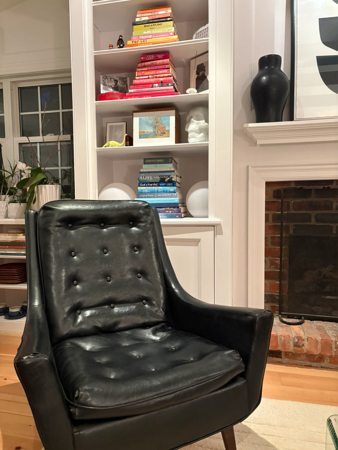 Pair of MCM black vinyl chairs $125 each - photo 2