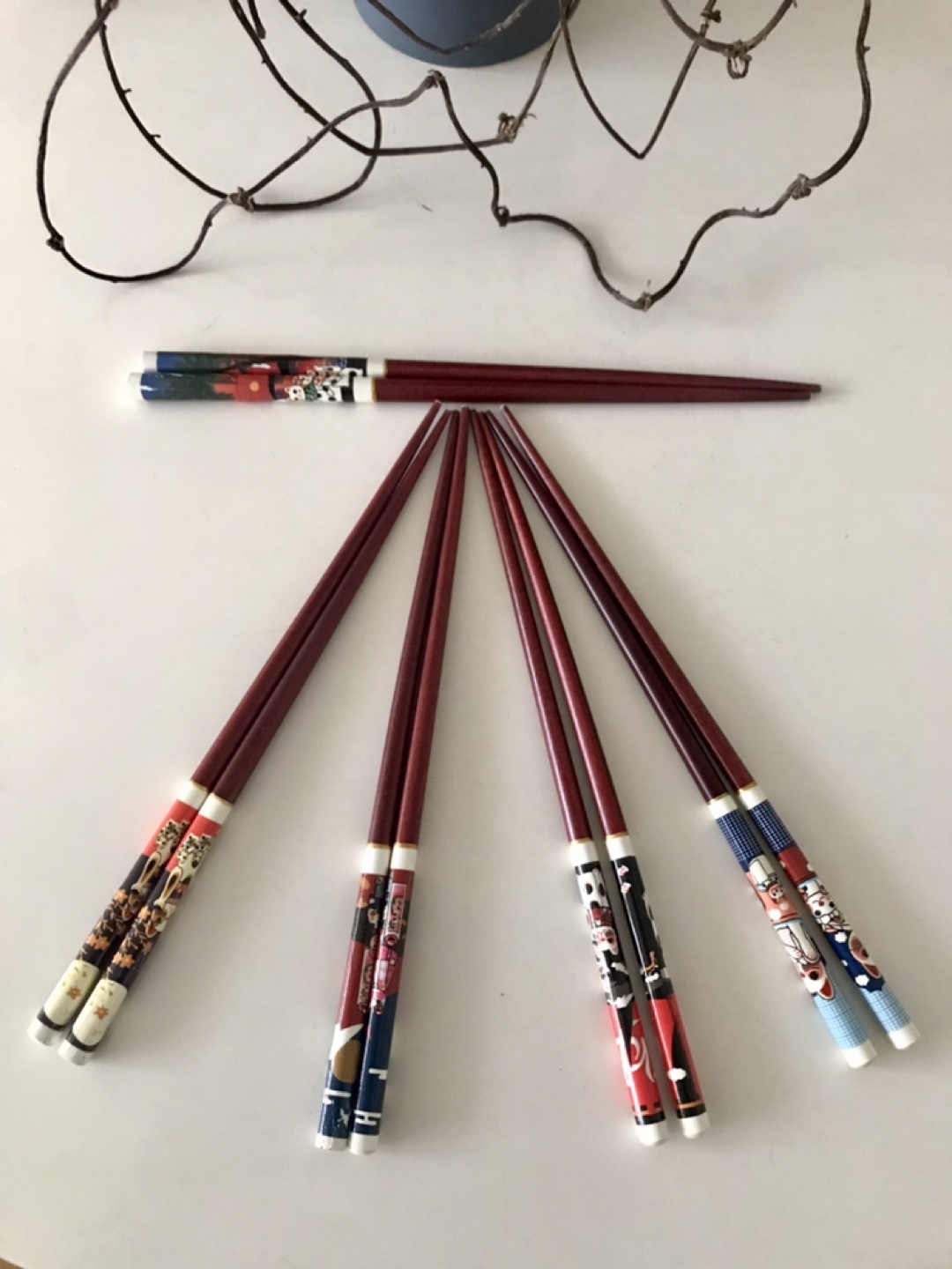 Chopsticks: Cat lovers- 5 Pairs- Beautiful ArtDeco Cat Prints