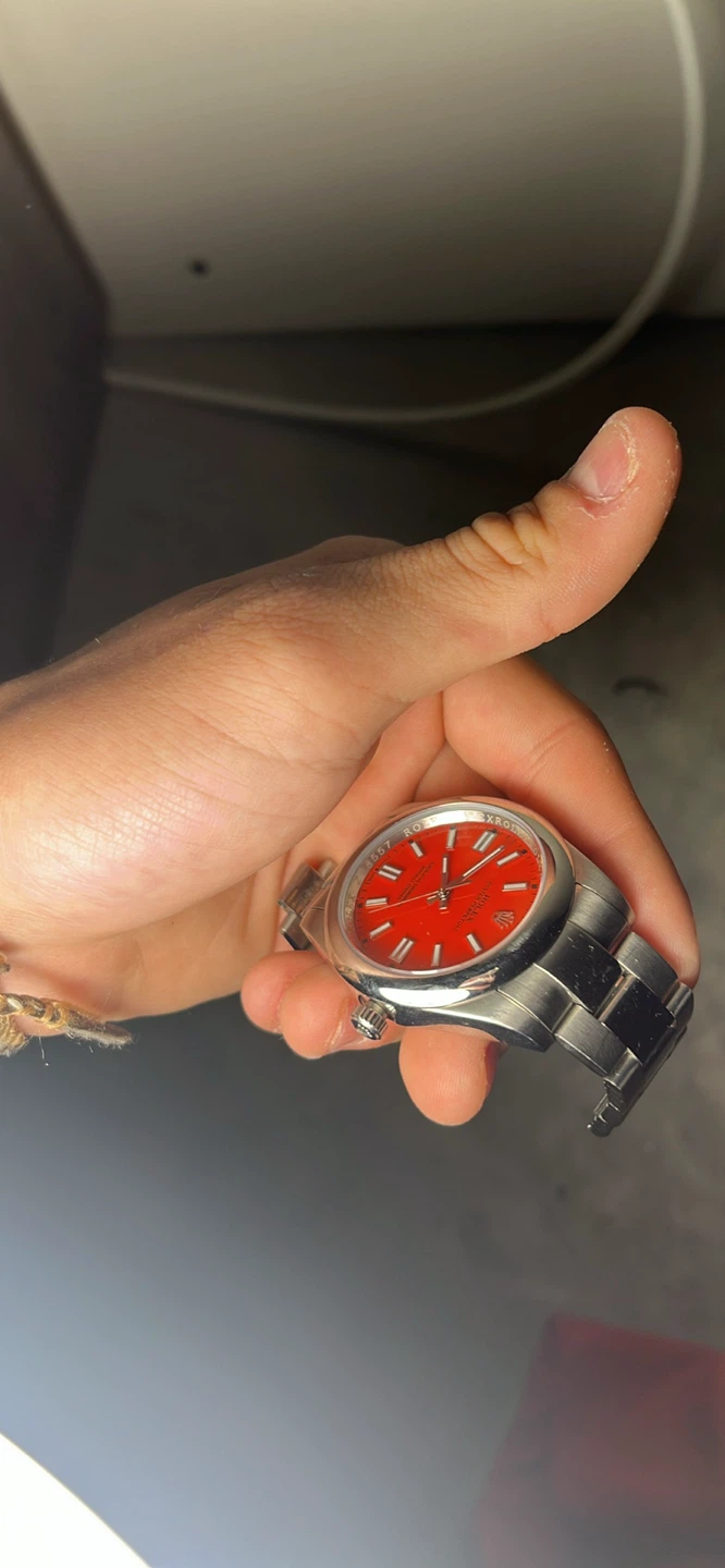 Rolex Oyster Perpetual Red Dial Men's Watch - photo 2