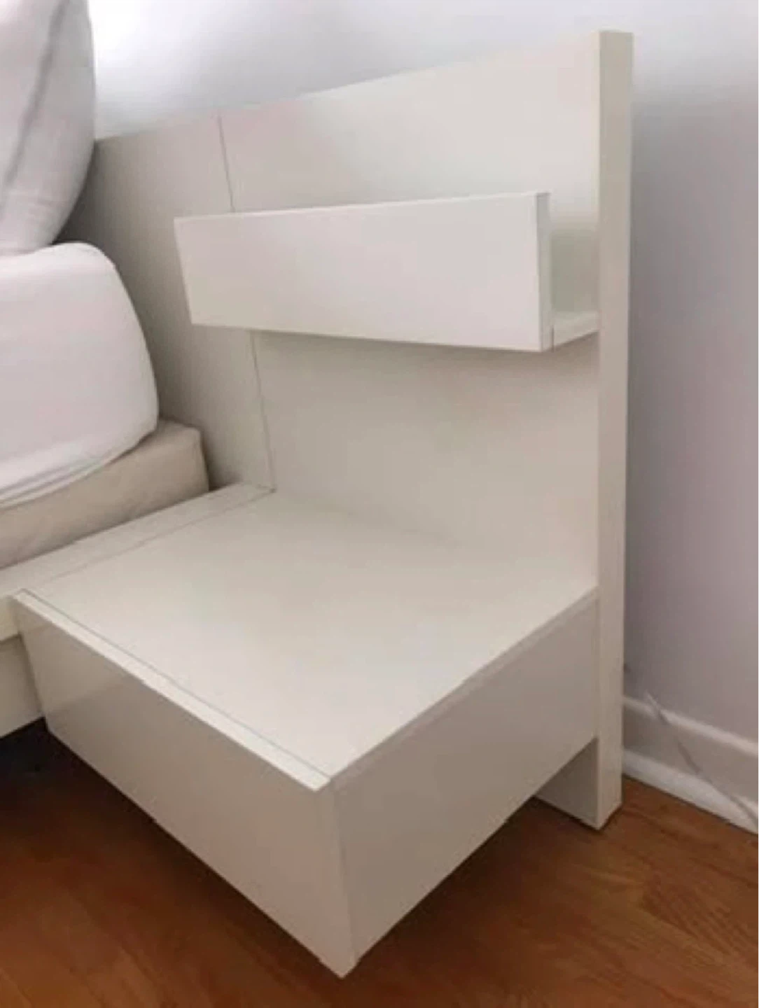 White Nightstand with Shelf IKEA Malm model
