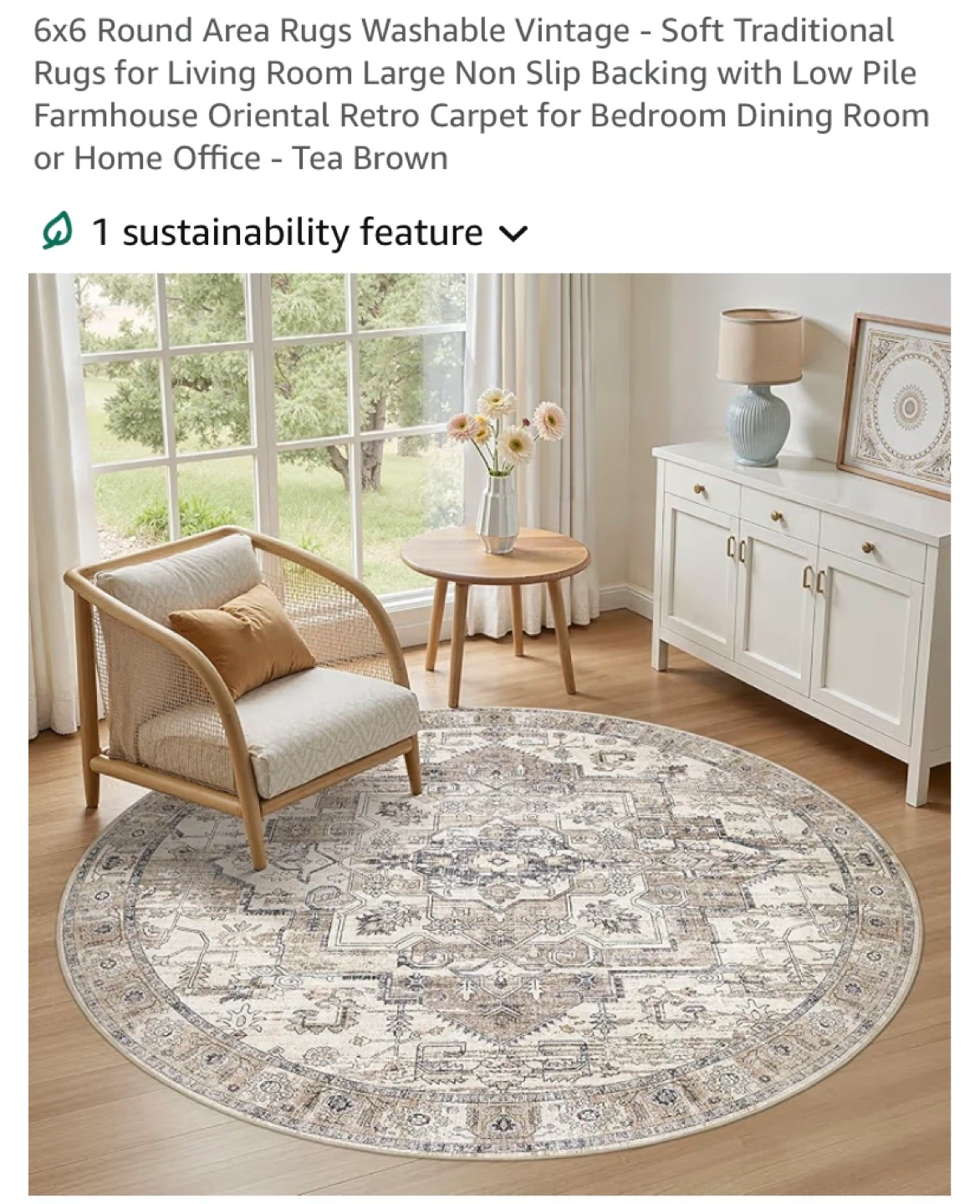 New 6’ Round Area Rug Washable