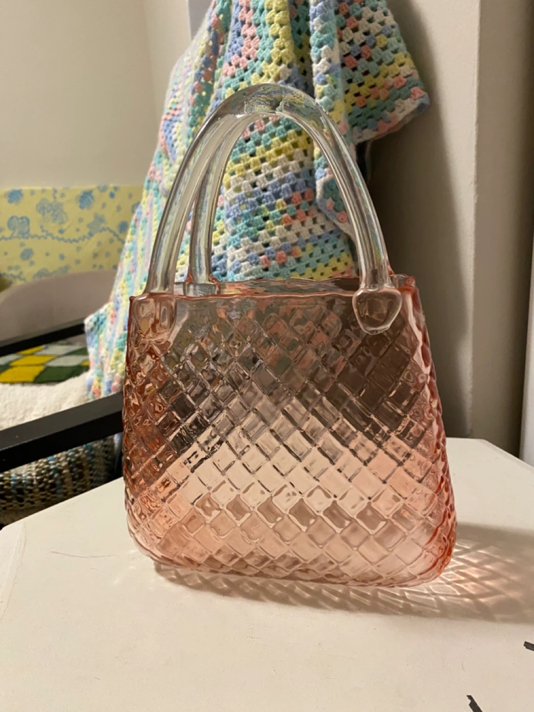 Purse-shaped vase