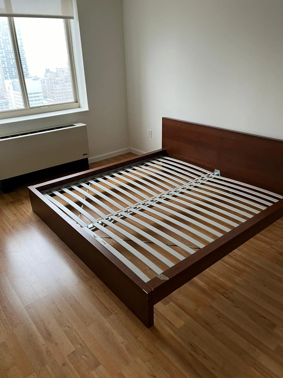 Dark Brown Wooden King Size Bed Frame with Headboard