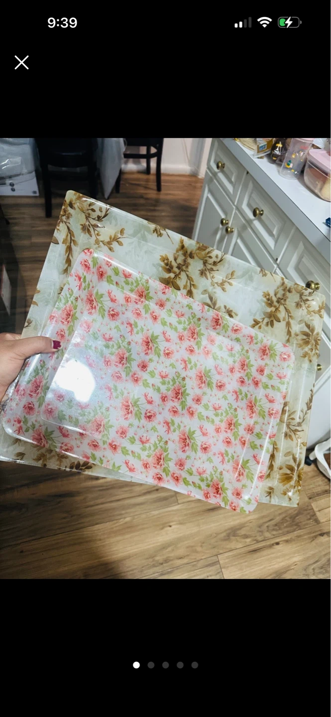 Floral Print Serving Trays (Set of 2)