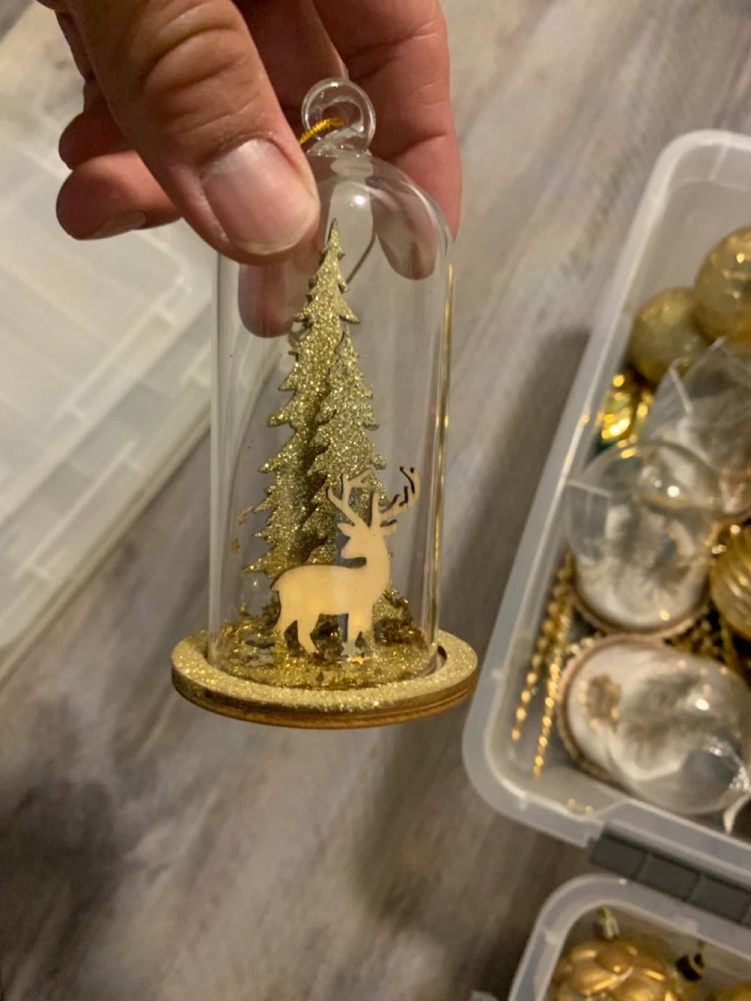 Glass Cloche Christmas Ornament with Deer and Tree - photo 2