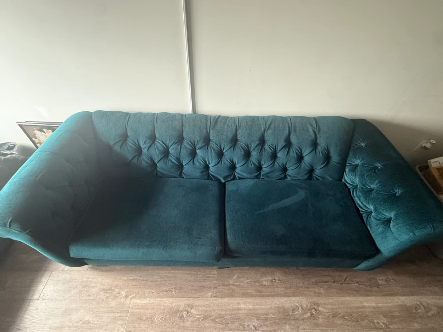 Teal Tufted Loveseat and sofa - photo 4