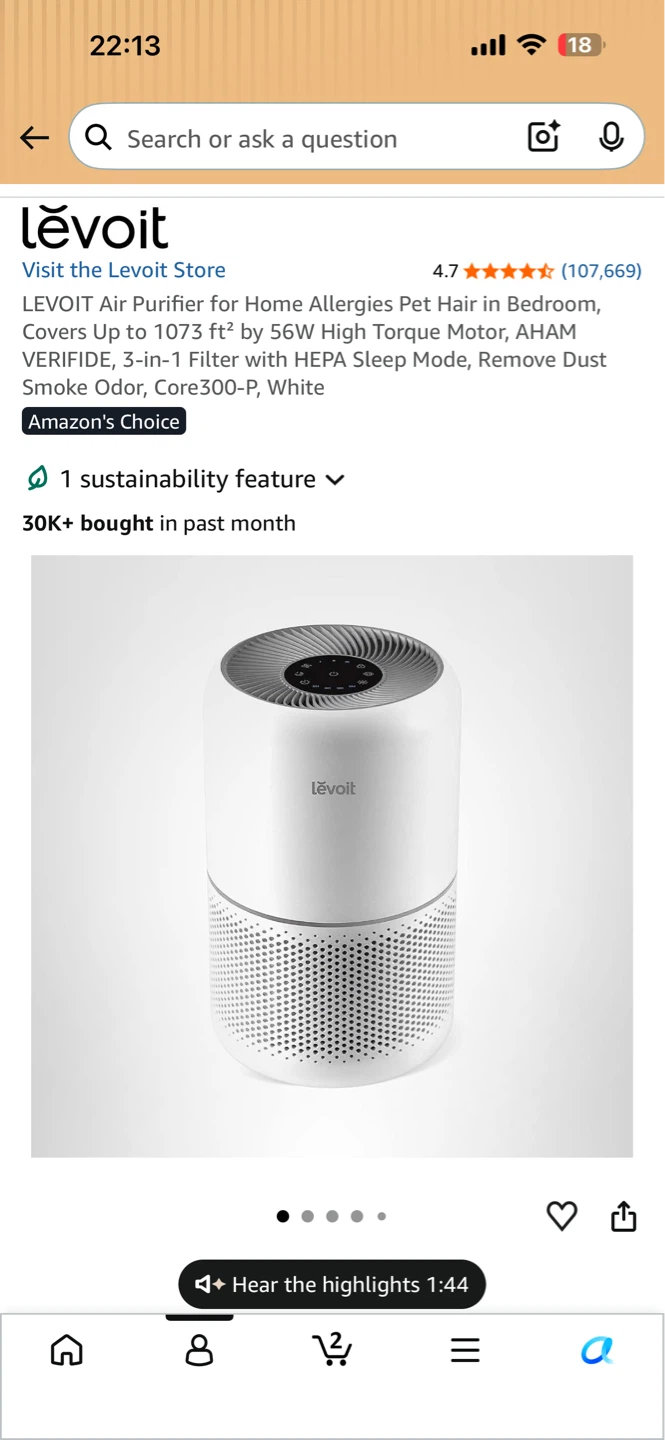 Levoit Core 300-P Air Purifier. Pick up only. - photo 4
