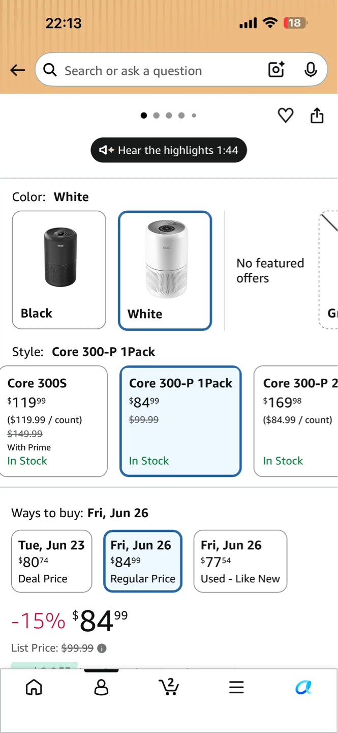 Levoit Core 300-P Air Purifier. Pick up only. - photo 5