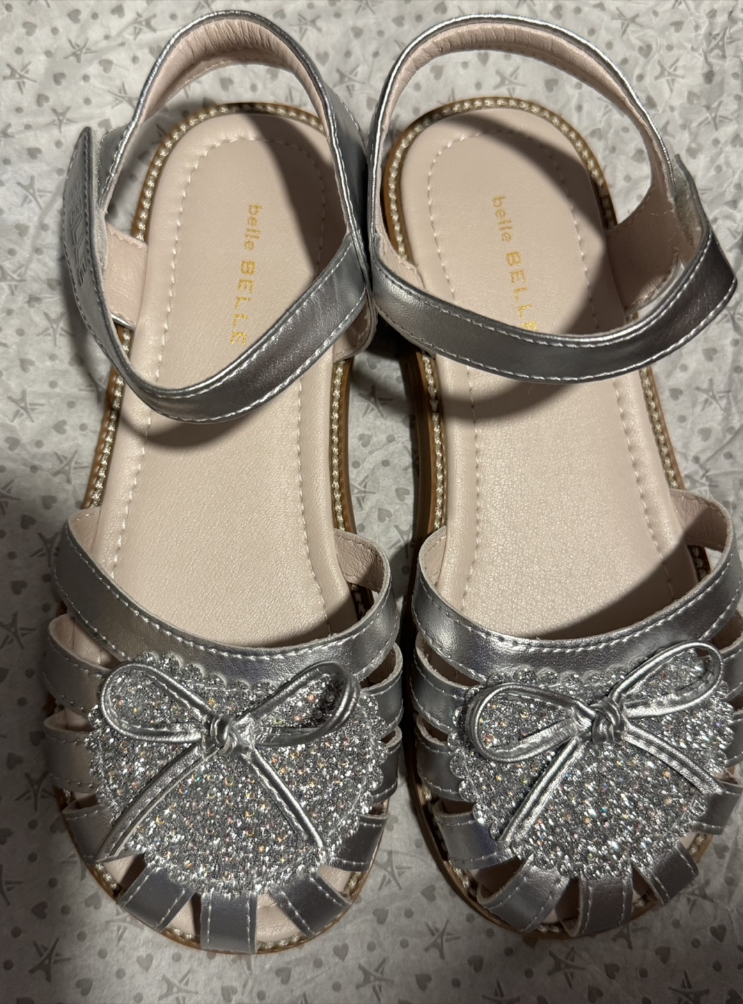 girl’s shoes Belle Silver Sparkle Bow Sandals