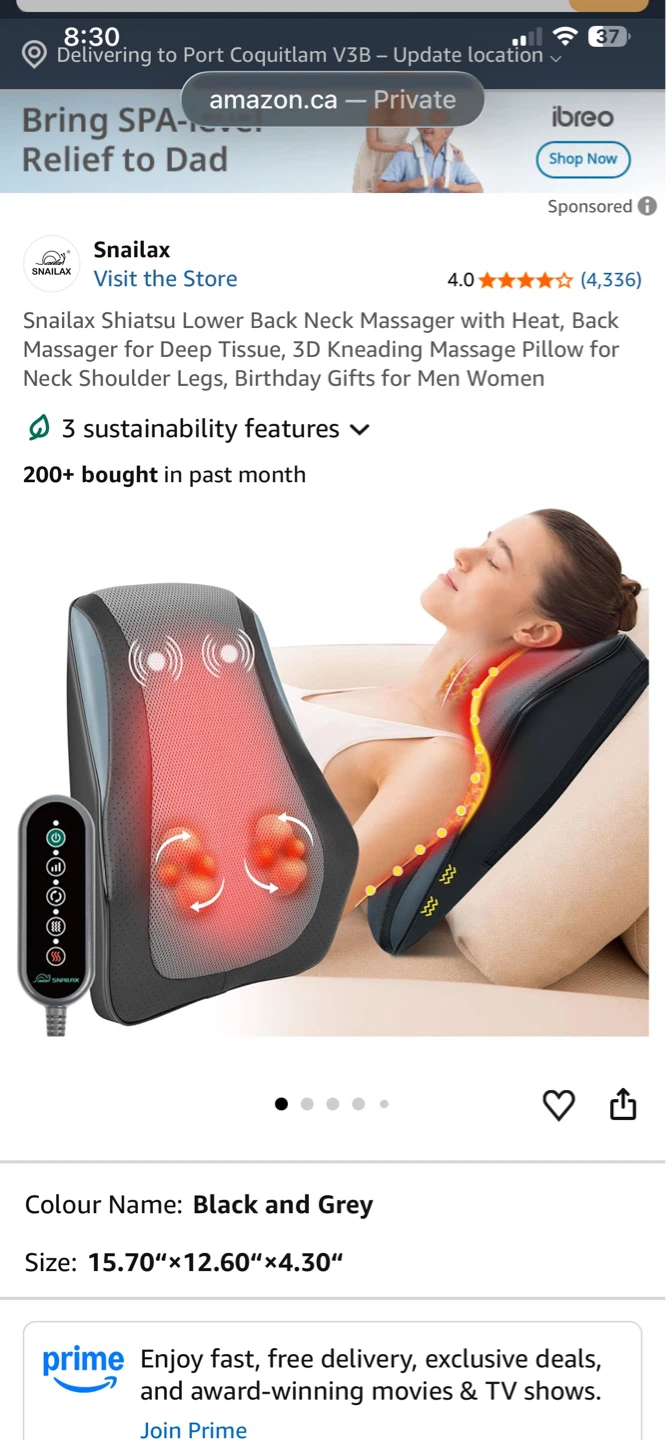 Boriwat Shiatsu Massage Cushion with Heat - photo 2