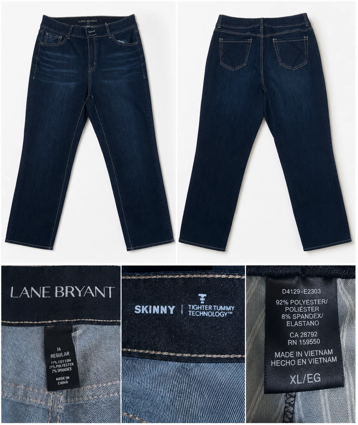 Lane Bryant Skinny Jeans Tighter Tummy Technology Sz 16 XL/EG