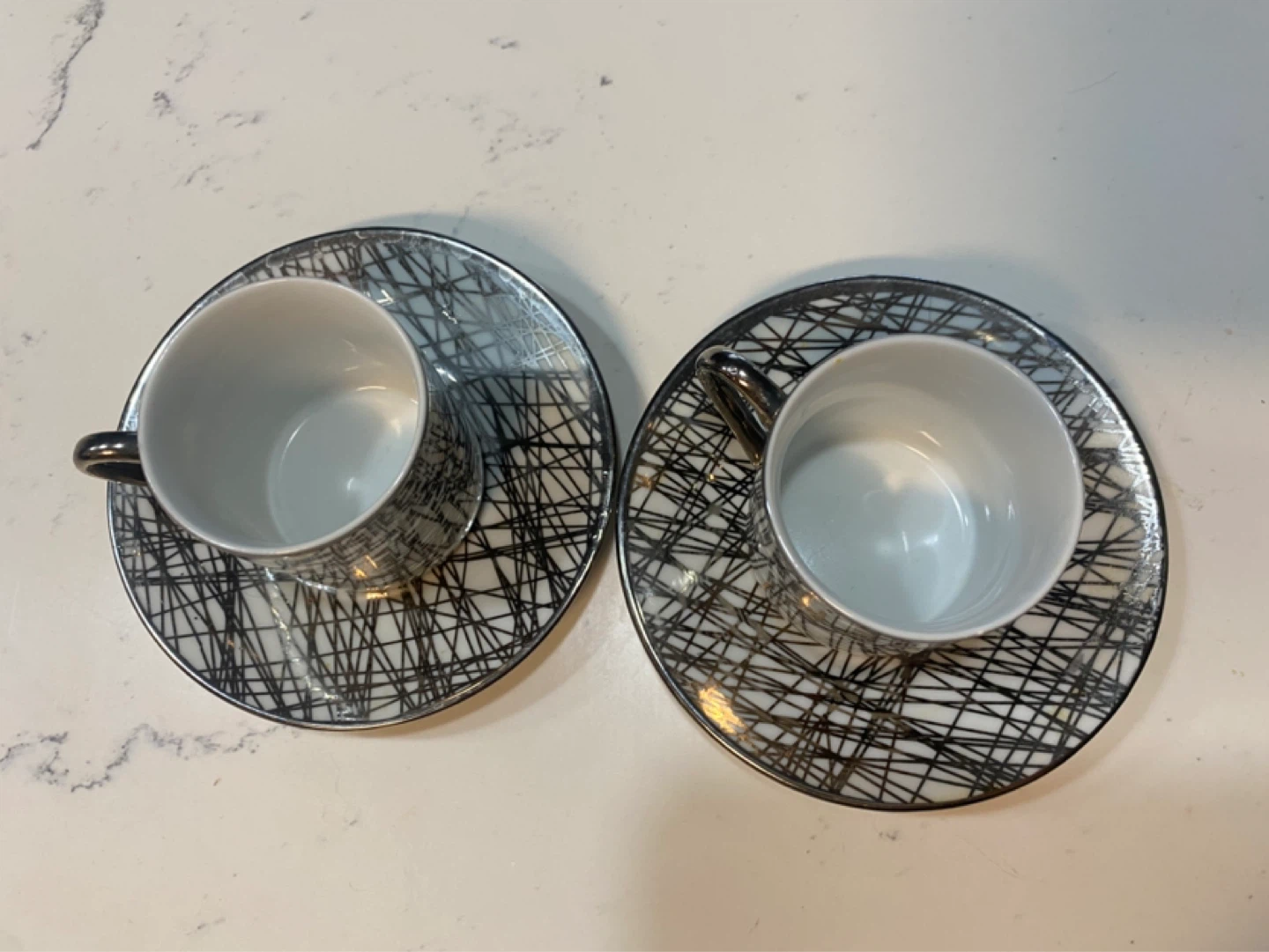 Set of 2 Espresso Cups, turkish coffee cups and Saucers