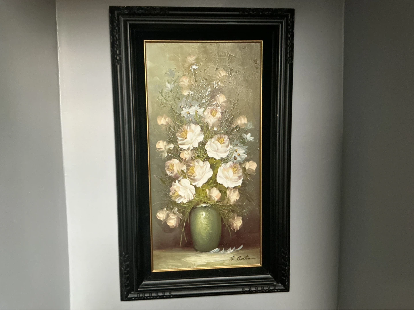 Floral Still Life Oil Painting Signed S. Barton Framed ⚽