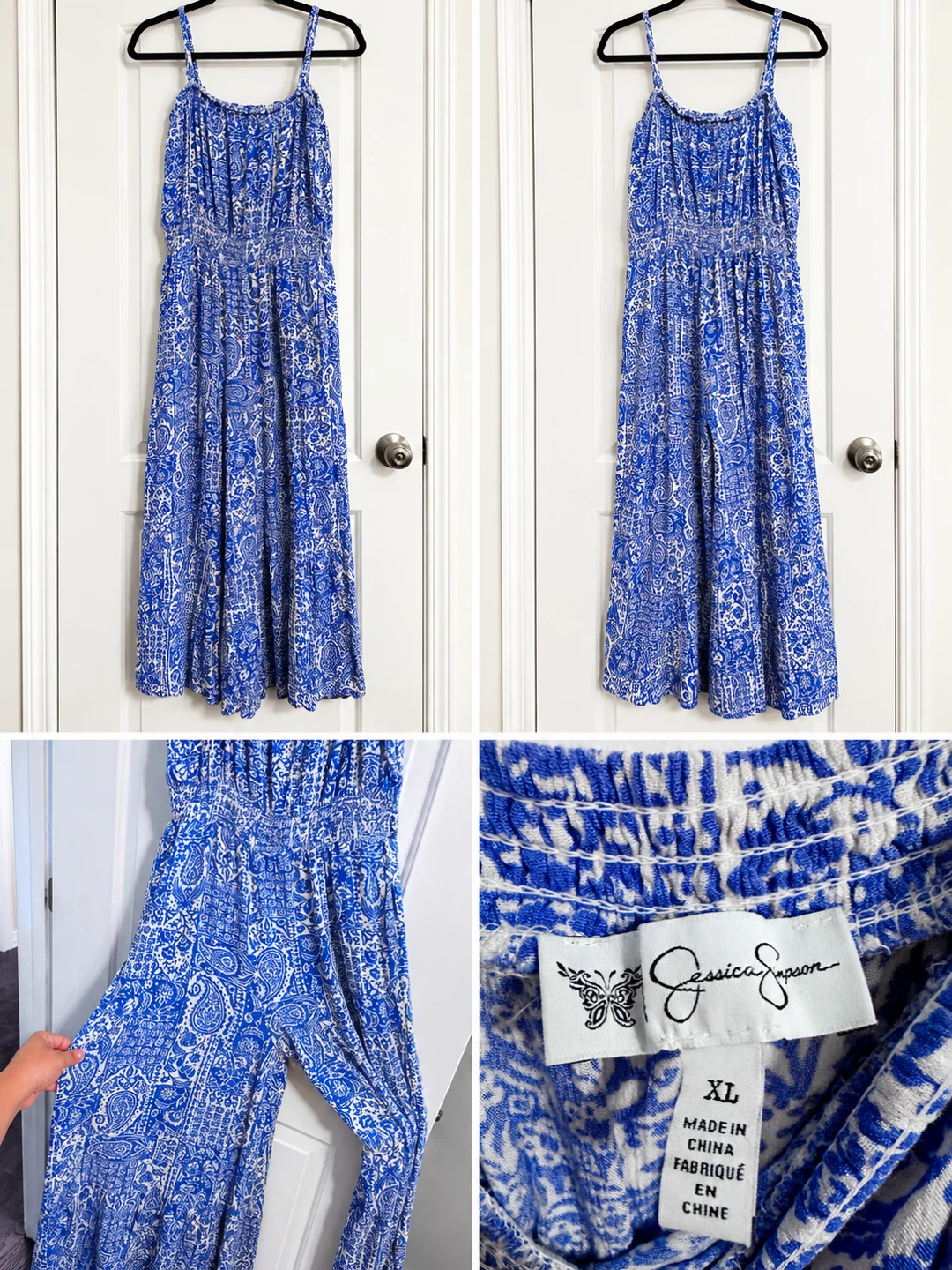 Jessica Simpson Blue Paisley Maxi Jumpsuit XL